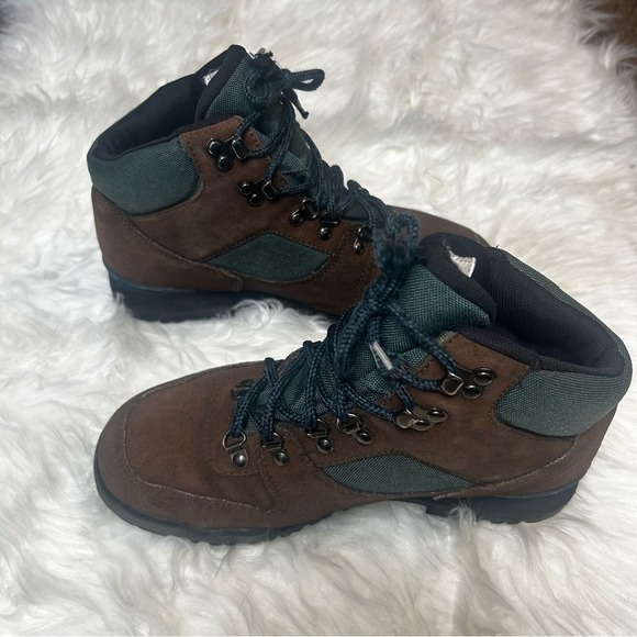 Merrell Gore-Tex Hiking Boots Brown Suede Green Waterproof Women 7.5 Air Cushion - Picture 4 of 8